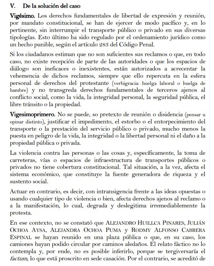 EliZea_derecho's tweet photo. Nuevamente el sesgo de @larepublica_pe queda al descubierto.
La sentencia en casación de la Sala Penal Permanente NO DICE que la protesta no es un derecho, por el contrario.
Lo que si dice, es que la violencia y bloqueo de carreteras NO SON parte del ejercicio de este derecho. https://t.co/bu8x9eNVih