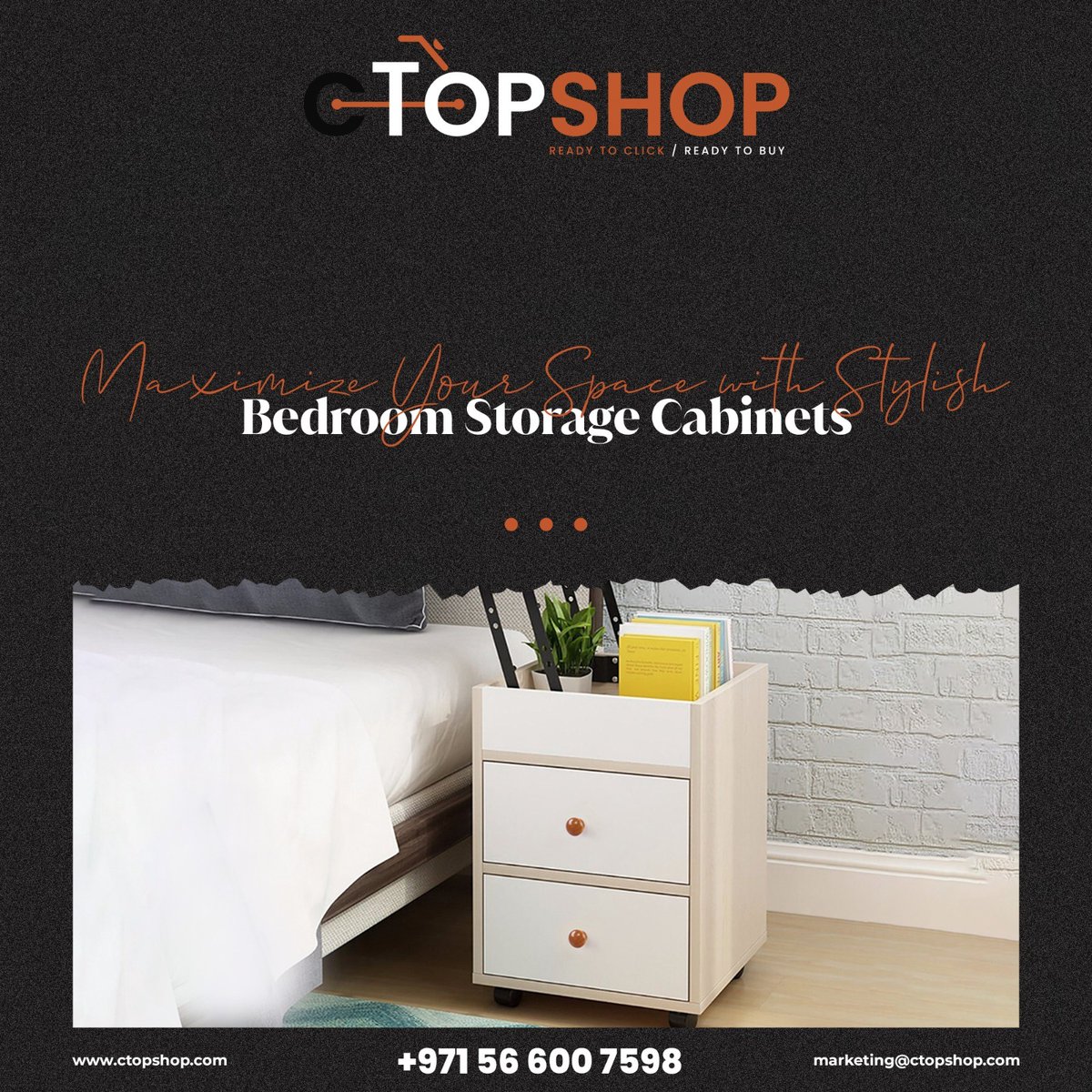 Upgrade your bedroom storage game with CTOPSHOP's stylish cabinets! From sleek and modern to rustic and charming, our storage solutions will declutter your space in style. Shop now and transform your bedroom into an organized oasis! 🚪🗄️ #CTOPSHOP #bedroomstorage #organization