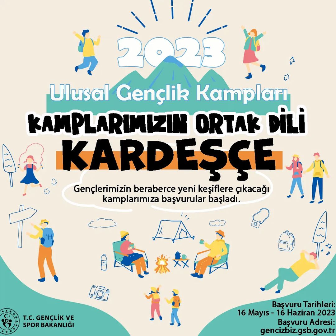 🏕️ Gençlik Kampları başvuruları başladı!

Her yıl yüz binlerce gencin ücretsiz faydalandığı kamplarımız için şimdi sıra sende.😎

❗️ BAŞVURULAR 🗓️ 16 Mayıs - 16 Haziran tarihleri arasında 🔗 gencizbiz.gsb.gov.tr adresinde.