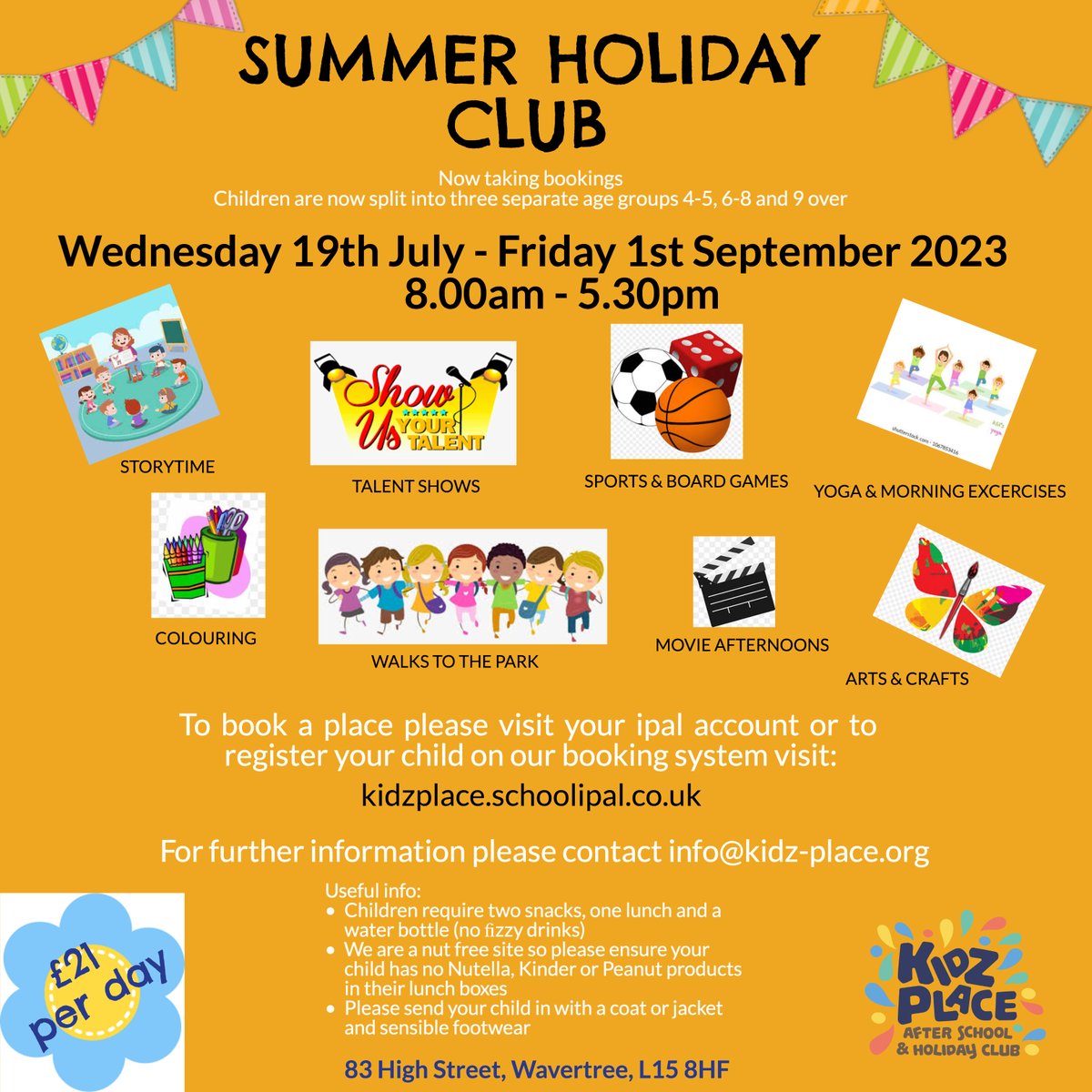 Summer Holiday Club bookings are now open! 
#wavertree #kidzplace #summerholidays #childcare
