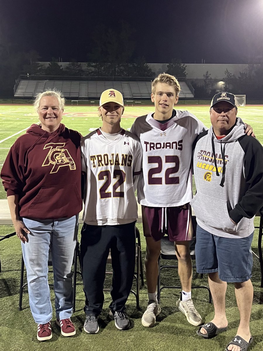 sacobaylax's tweet photo. Congrats to Ethan LeBlanc who recently hit 100 points for his career. He along with his brother Wyatt ‘18 become the first set of brothers to both reach this milestone in program history. @TABoysLax https://t.co/U5gbgyyU5x