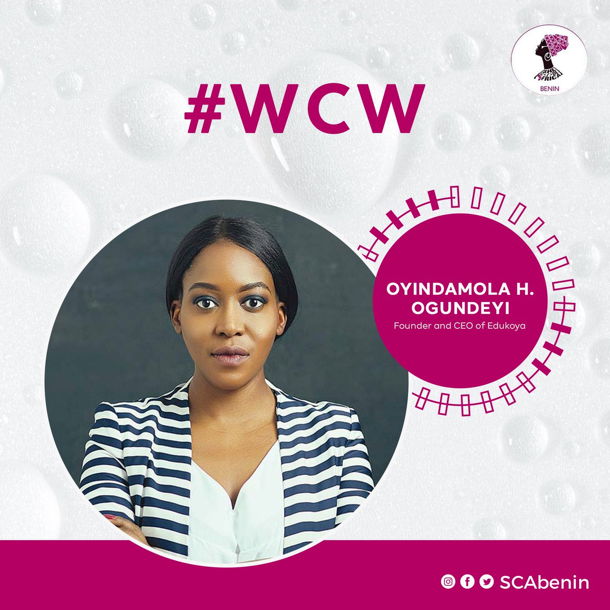 Hello Queens,

Our wcw for today is the elegant @HoneyOgundeyi .

She is the Founder of @edukoya an online educational platform that offers tutoring. 
She is an inspiration.

We celebrate you

Designer: @giftyies 

#womenintech 
#womeninspiringwomen
#WomanCrushWednesday