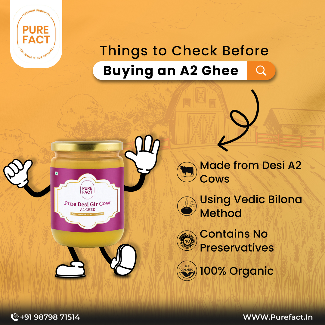 Before you indulge, here are a few things you should know about A2 Ghee! From its rich flavor to its nutritional benefits, Purefact A2 ghee is a must-have in your kitchen. So, without further ado order A2 ghee todayy!!

#A2GirCowGhee  #PureFact #GirCowGhee #HealthyLifestyle