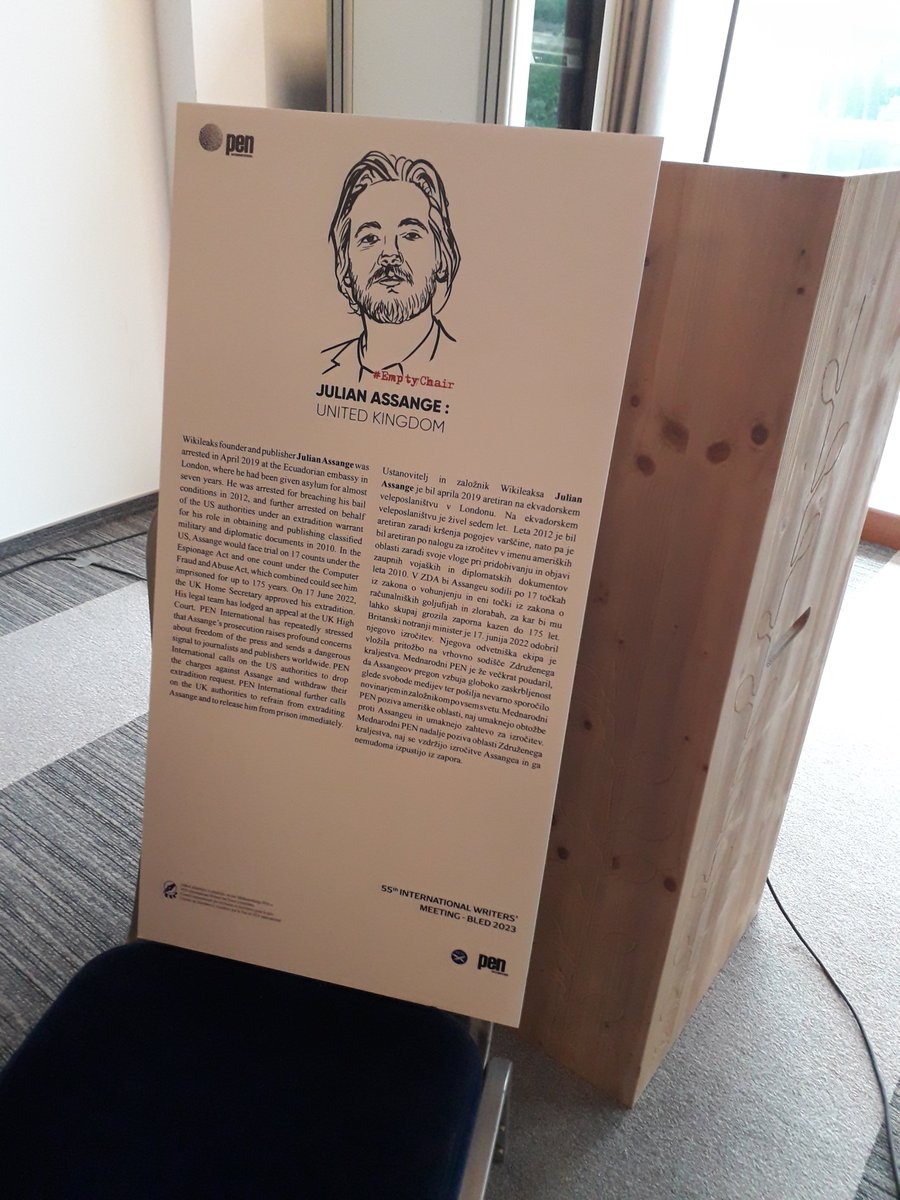 amdondo's tweet image. #EmptyChair: @pen_int annual Writers for Peace Committee meeting stands in solidarity with @WikiLeaks founder and publisher #JulianAssange. We urge the US and UK authorities to drop the charges and to #FreeAssangeNow