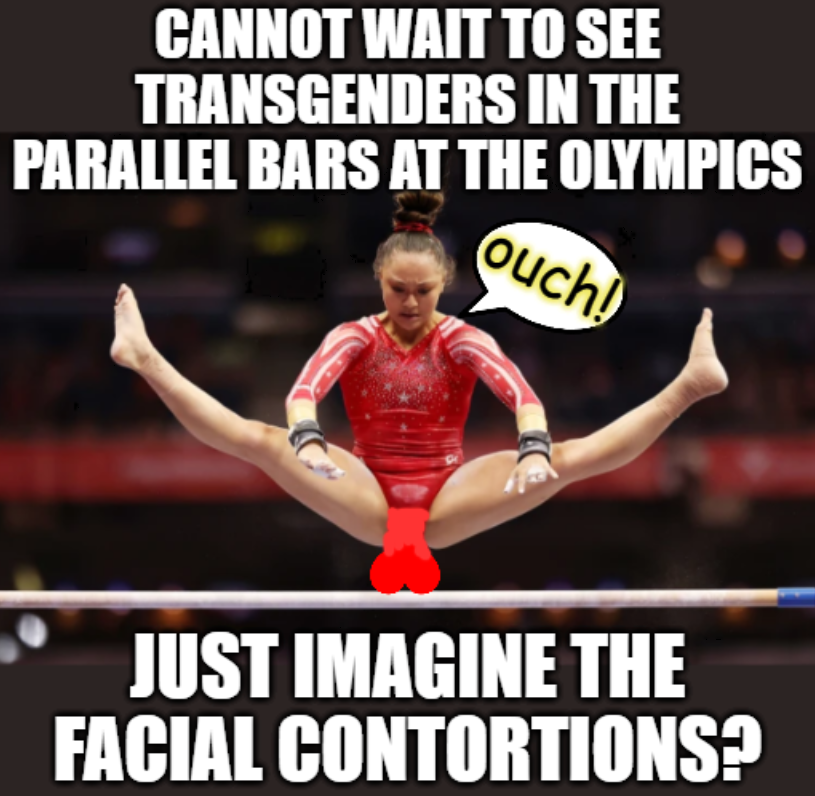 OscarsWild1's tweet image. I would 💖to see #transgenders in the #ParallelBars at the #Olympics and here's a #meme for it