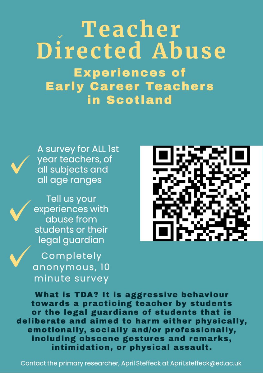 Abuse toward practicing teachers is REAL. Scottish teachers- make your voices and experiences heard! Do you have 7min to take part? @a_horrell @debanneholt