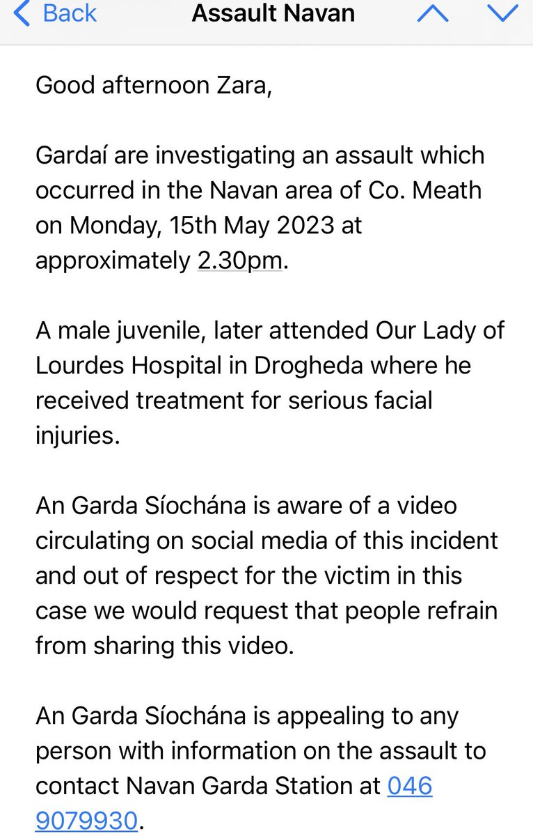 ZaraKing's tweet image. #BREAKING

Teenager “received treatment for serious facial injuries” following an assault in #Navan 

Gardai have confirmed to @VirginMediaNews that an investigation is now underway 

The attack happened on Monday afternoon at approx 2:30pm.