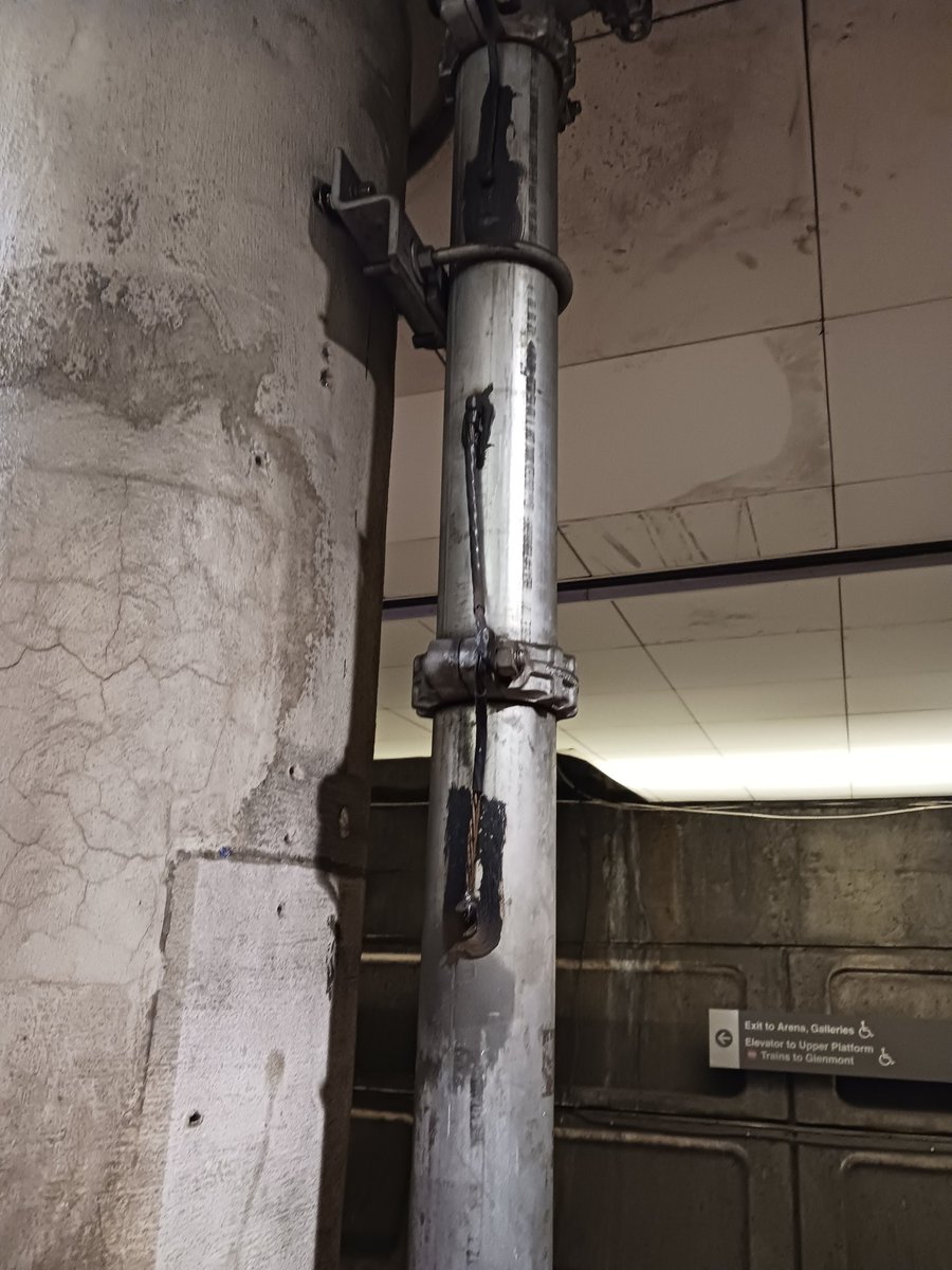 CaptHughBeard's tweet image. Hi #physicstwitter #physics Any ideas why the DC metro welded cable between two similar metal pipes? My guess is something corrosion related, but can&apos;t be sure. Thanks in advance #Science