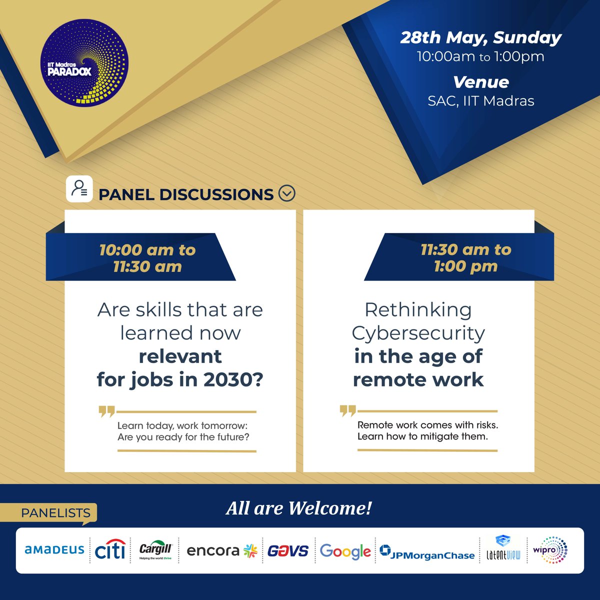 iitm_bs's tweet image. Are you ready to dive into the thrilling world of tomorrow&apos;s job market and explore the ever-evolving realm of cybersecurity in remote work? 🌐💼

Join us on 28th May from 10:00 AM to 1:00 PM at SAC, IIT Madras to learn about the future of work from industry leaders!!