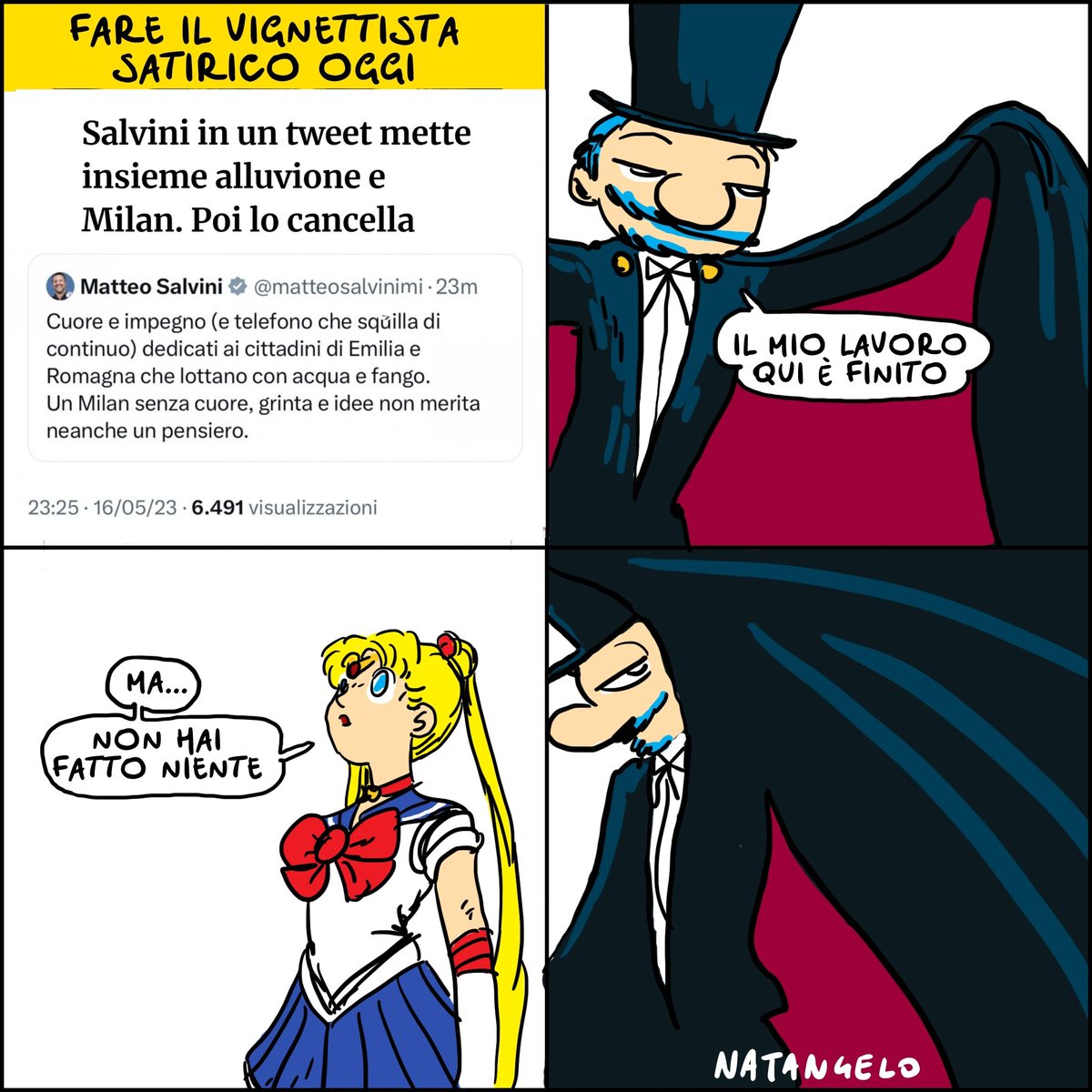 NatangeloM's tweet photo. Autore satirico: "Salvini!" (il pubblico ride)

#salvini #emiliaromagna #satira #milan #vignetta #fumetto #memeitaliani #umorismo #satira #humor #natangelo https://t.co/kW7iyz3MKX