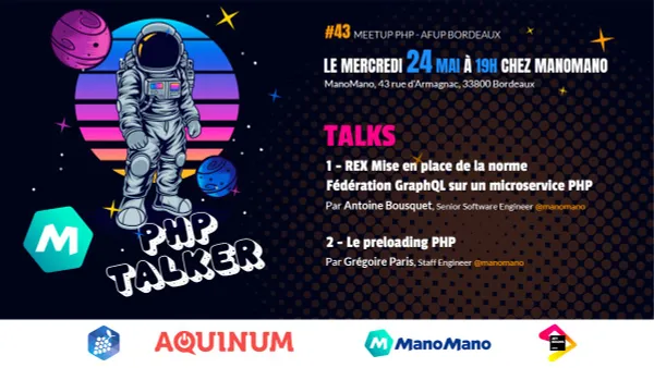 ManoMano_Tech's tweet photo. We are glad to host the next #PHP #Bordeaux #meetup at ManoMano offices, on Wed. May 23rd, 7pm.

Antoine &amp; @greg0ire, both #software engineers in our team, will deliver 2 great talks about @apollographql &amp; PHP #preloading

More info 👉https://t.co/51ojMtXuEv https://t.co/h6oNY7DSHV