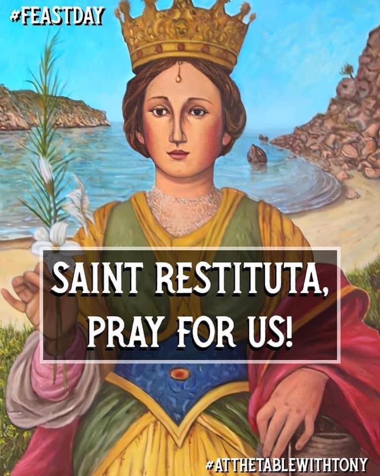 Saint Restituta, pray for us!  She is the #PatronSaint of #LaccoAmeno on the island of #Ischia in the #GolfoDiNapoli, as well as #Oricola (Provincia di #LAquila). #FeastDay #AtTheTableWithTony