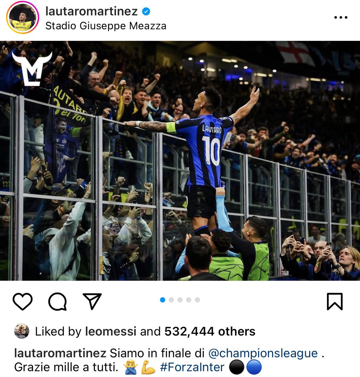 _m20ii's tweet image. الأسطورة ميسي قام بوضع لايك على بوست لاوتارو مارتينيز في الانستغرام ❤️