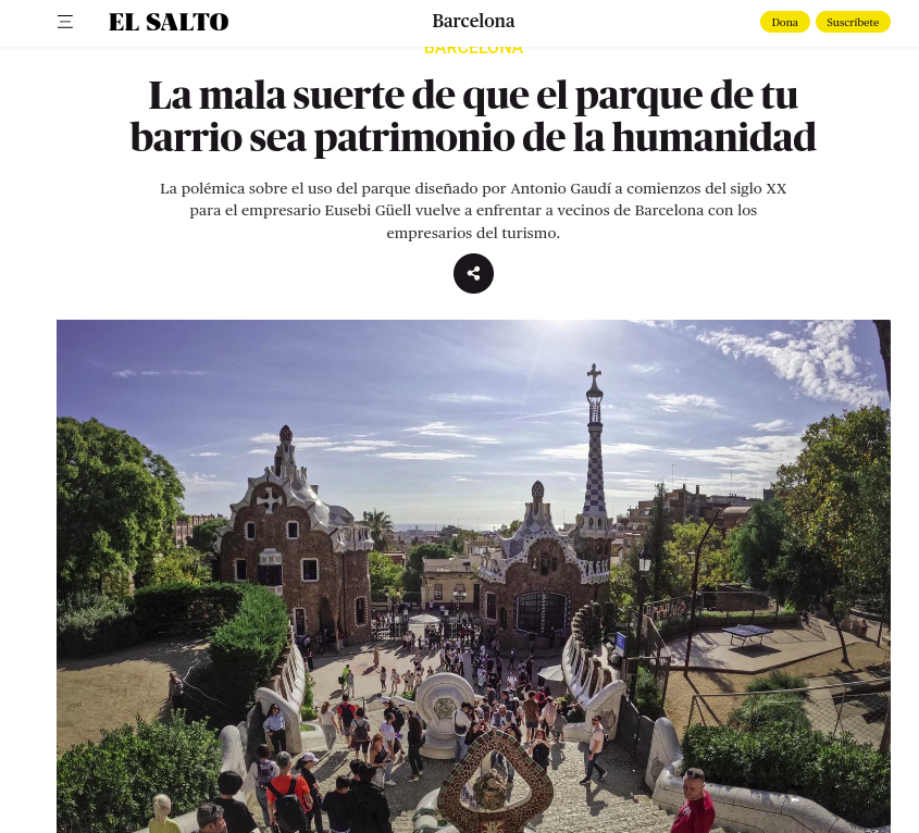 AssBarrisDT's tweet photo. La "mala sort" que el parc del teu barri sigui patrimoni de la humanitat... i objecte de les polítiques públiques de promoció turística, i privatitzat i museïtzat, convertit en icona de la #marcaBcn i emblema de la #turistització.
#DecreixementTurístic JA!
https://t.co/Fr2bu6C7qS https://t.co/GNawdxgv9r