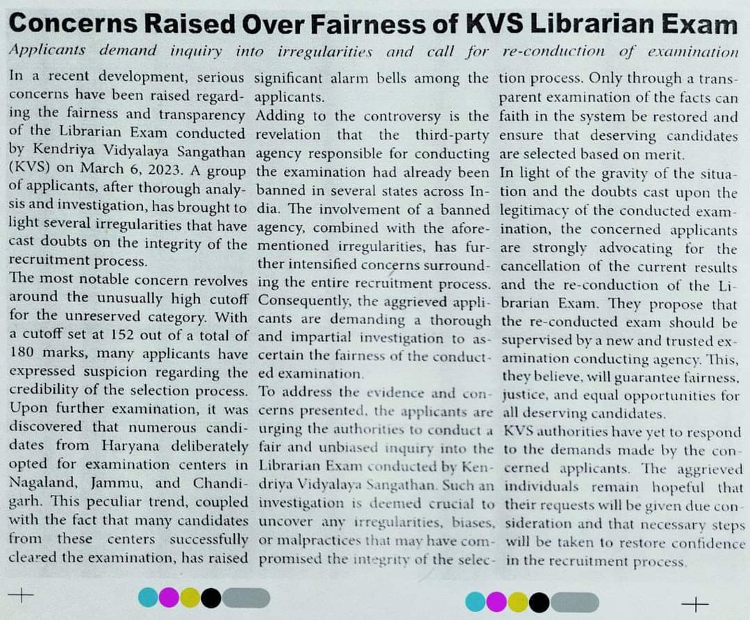 apfuturemaker's tweet photo. #kvsscam #Modi #PMModi #PMOIndia #CBSE 

Kvs Librarian Result

Nagaland k ek hi Exam centre s kafi selection hue jaha haryana s candidates jada hai

Starting s hi kvs vacancy m kuch na kuch doubtful rha hi h ab librarian ki high cutoff k baad aur jada

commissioner-kvs@gov.in https://t.co/pqeR6SPqkh