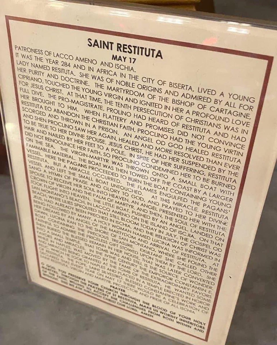 Bust of Santa Restituta at Sacred Hearts & Saint Stephen Roman Catholic Church in #CarrollGardens, #BrooklynNY.  She is the #PatronSaint of #LaccoAmeno on the island of #Ischia (Provincia di #Napoli).  #FeastDay #AtTheTableWithTony