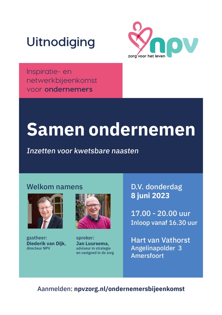 npvzorgnl's tweet photo. Hoe kun je ondernemen combineren met de inzet voor kwetsbare naasten? 

Laat je inspireren over dit onderwerp tijdens de NPV-ondernemersbijeenkomst op 8 juni. 

Meld je kosteloos aan via https://t.co/1kSioMhovS. 

#ondernemen #zorgvoorhetleven https://t.co/B5FuihIvhN