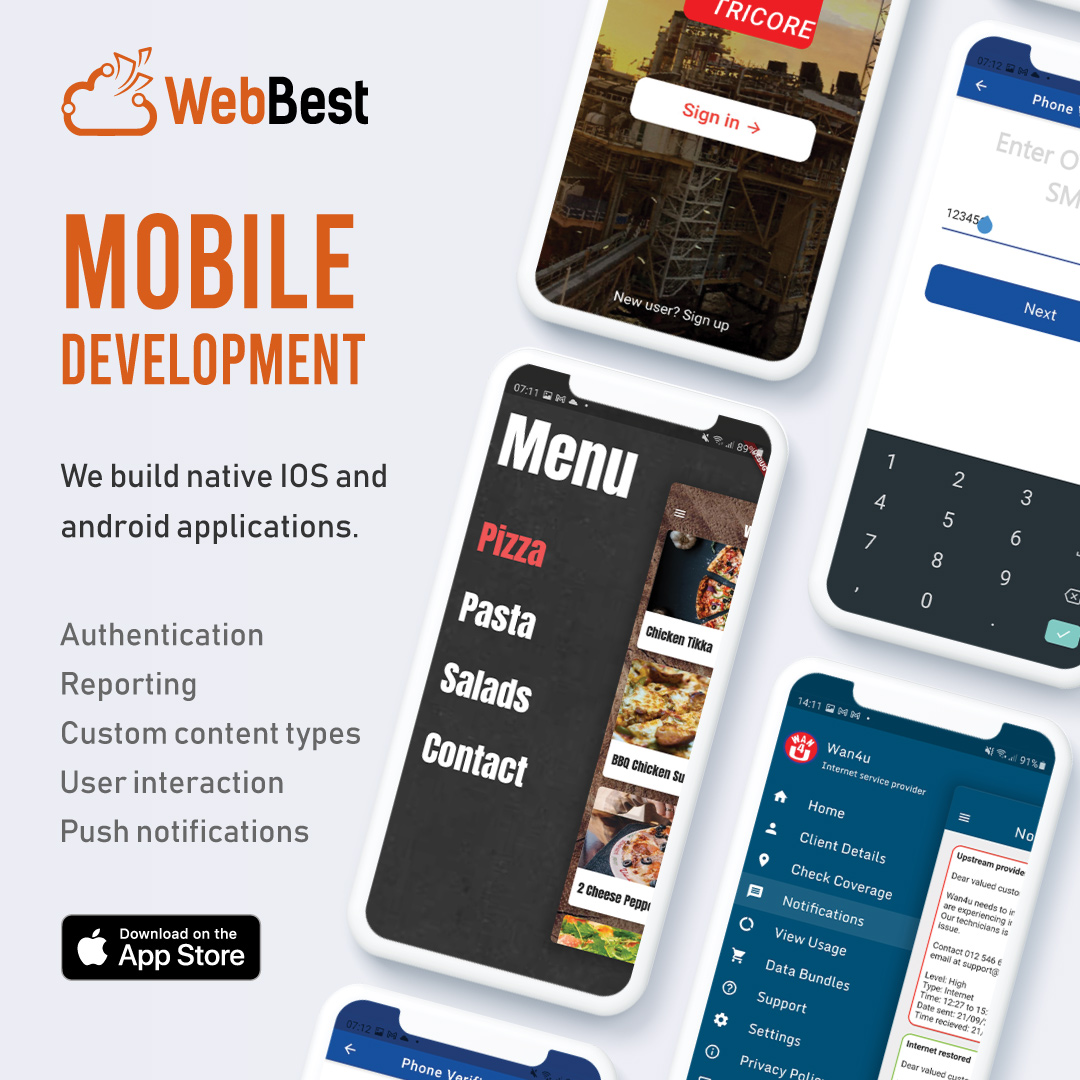 WebBestCC's tweet image. Grow your business with our custom built, native iOS &amp;amp; Android apps. Get push notifications, secure authentication &amp;amp; API integration. Elevate your mobile presence and stay ahead of the competition. Contact us at info@webbest.co.za to get started.

#apps webbest.co.za