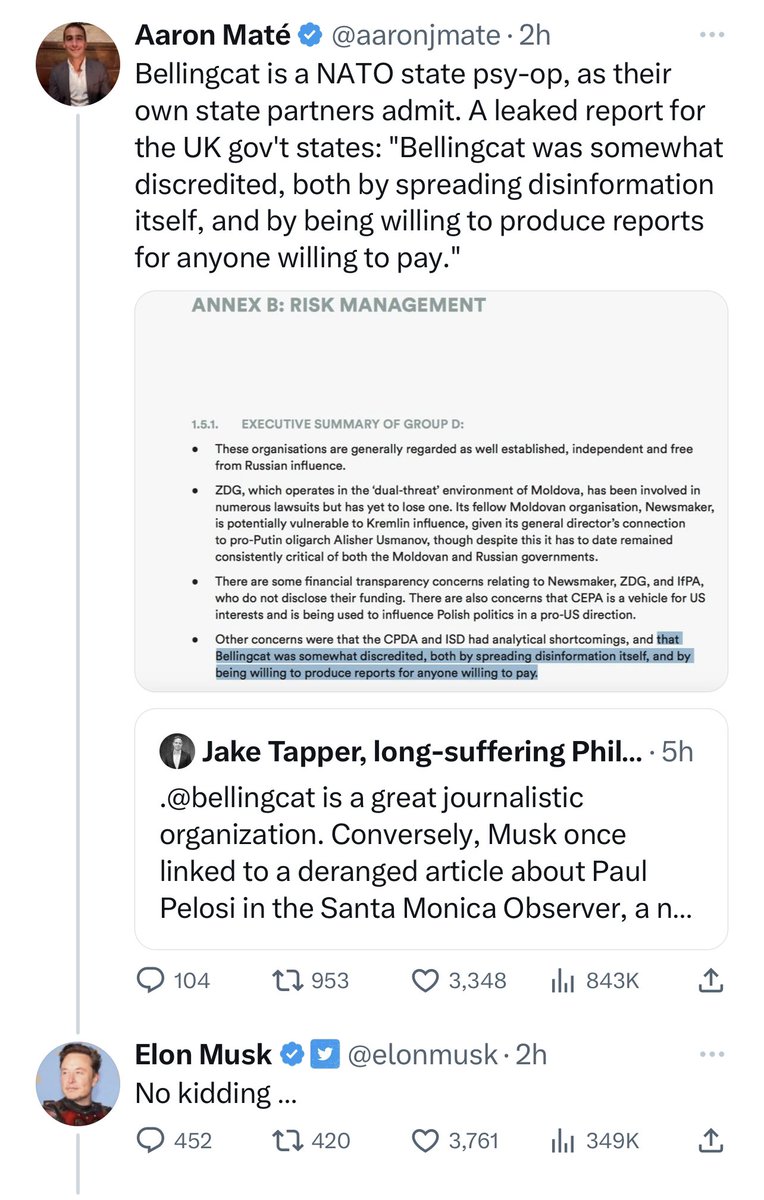 So when this first became public I was obviously appalled, as it doesn't represent Bellingcat accurately, so I asked for the basis of this claim. I was told a third party organisation who put together this report based it on a Sputnik article and a claim by a Russian journalist.