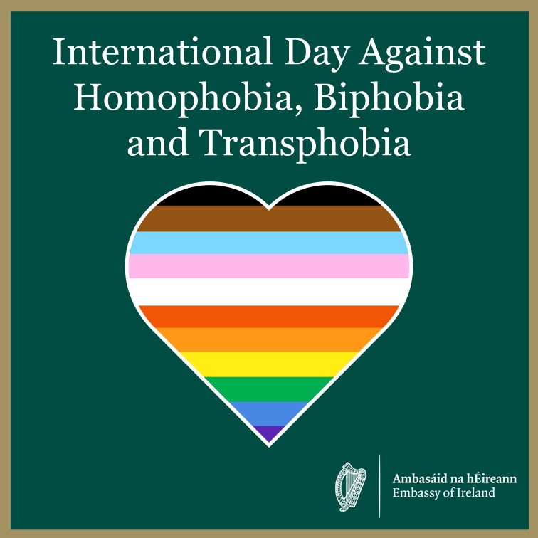 5月17日は #国際反ホモフォビアの日 です！

今年のテーマ「いつも一緒に：多様性の中での団結」は、すべての人に平等であることへのコミットメントを強調するものです。

アイルランドはLGBTIQ+の方々の権利の促進・保護を支持しています。🇮🇪🏳️‍🌈

#IDAHOBIT #IDAHOBIT2023 #EU4LGBTIQ