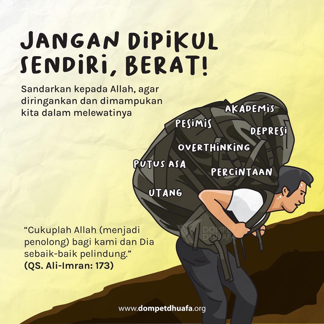dompetdhuafaorg's tweet photo. Ketika kamu serahkan segala kepasrahanmu kepada Allah, maka akan Allah pelihara rasa kekhawatiranmu.
Hidayah itu milik Allah, bukan milik kita. Bila kita menginginkan perubahan itu, ambil dia (hidayah). Apa yang terjadi setelah itu , pasrahkan dan serahkan pada Allah.
#DDQuotes https://t.co/DSScIfjT3L