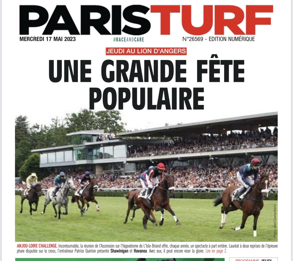 AndreMARTIN126's tweet photo. Nous sommes à 24h du lancement de notre grand rendez-vous annuel de l’Anjou Loire Challenge sur l’Hippodrome @coursesdulion un riche programme vous attend, à lire dans @Paris_Turf ce matin ! https://t.co/4xGjO9YMZs