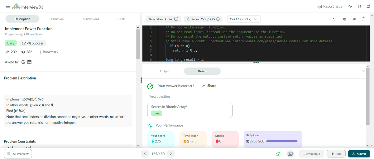 RVedashree1's tweet photo. Hello All, I have completed #Day017 of #365DaysofCode Challenge with
@scaler_official
. Today I solved the question- Implement Power Function
  discord community link: https://t.co/7ZTJwvvzao #scalerdiscord #codewithscaler https://t.co/YTD5MjLNlo