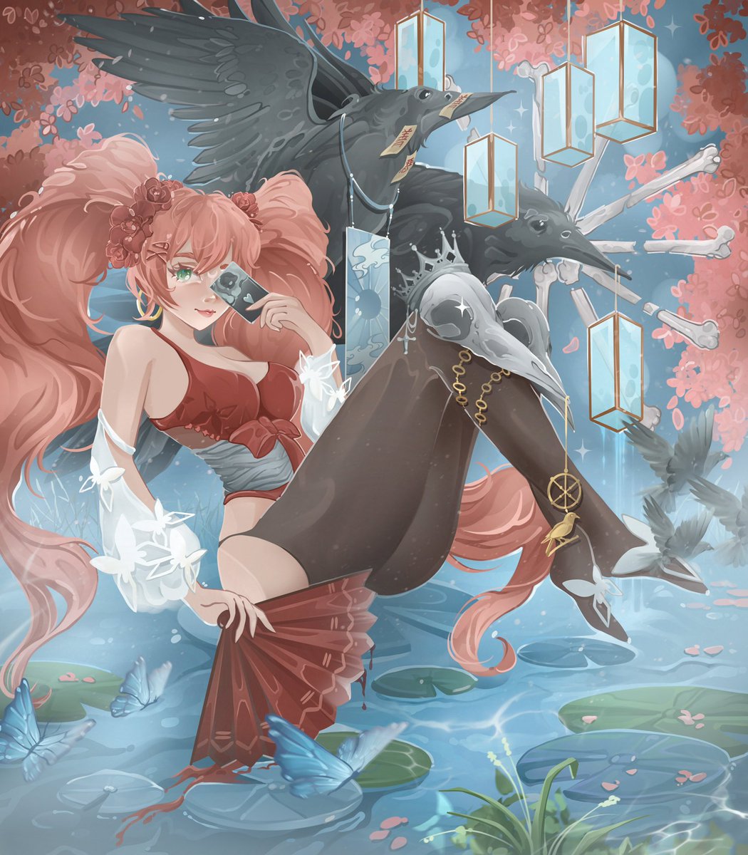 NEW DROP on FND🔥
🔗"Raven card"🃏♠️
3500x4000
Reserve price: 0.13 $ETH 

I drew two ravens and a girl holding a dark playing card. Through the map you can see the image of the skull and the soul of a person. «Be careful with this game!»💀

👉🏻Link, process and details below👈🏻