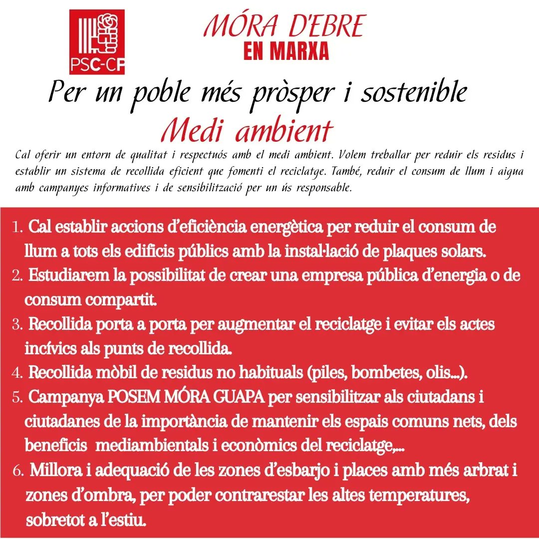 PscMora's tweet photo. Móra d'Ebre: En Marxa! us detalla el nostre programa electoral de cara al mandat 2023-2027. Grans reptes i actualitzacions que necessita el nostre poble per continuar avançant. Ens veiem aquesta tarda a partir de les 19 al Comarques Catalanes! https://t.co/lh17wOtKjk