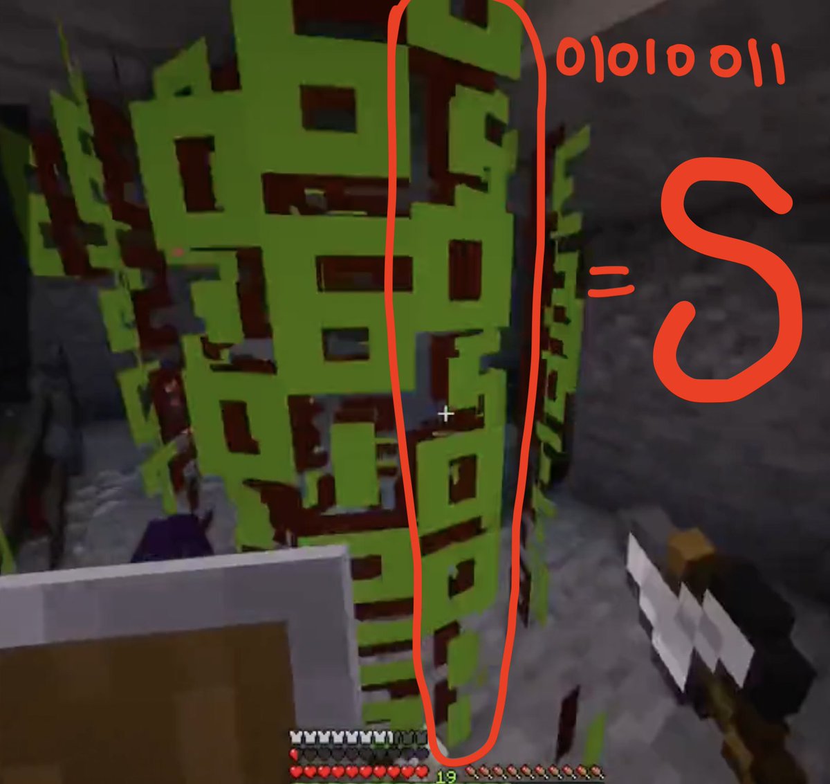 eveleniii's tweet image. someone's probably done this already BUT i was bored so. there are 4 lines of binary code in the binary monster's skin.
clockwise, they are: 01010001, 01010011, 01001101, 01010000.
want to know what letters those translate to?
Q. S. M. P.