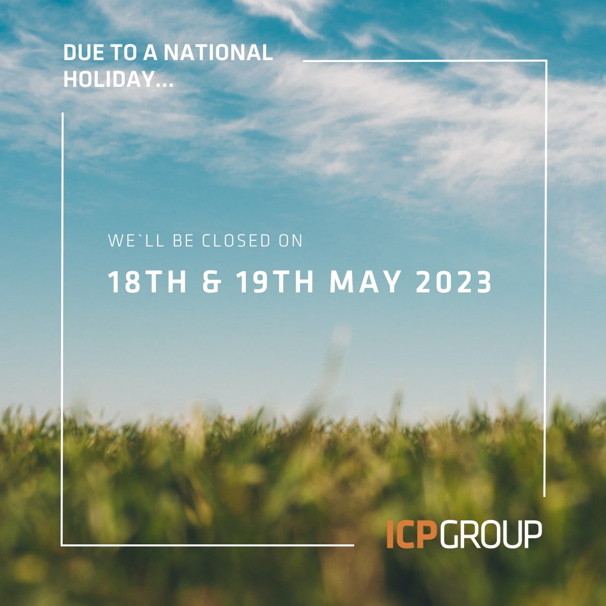 Due to a national #holiday , we will be closed this week on Thursday and Friday (May 18+19). Have a nice long weekend! ☀️