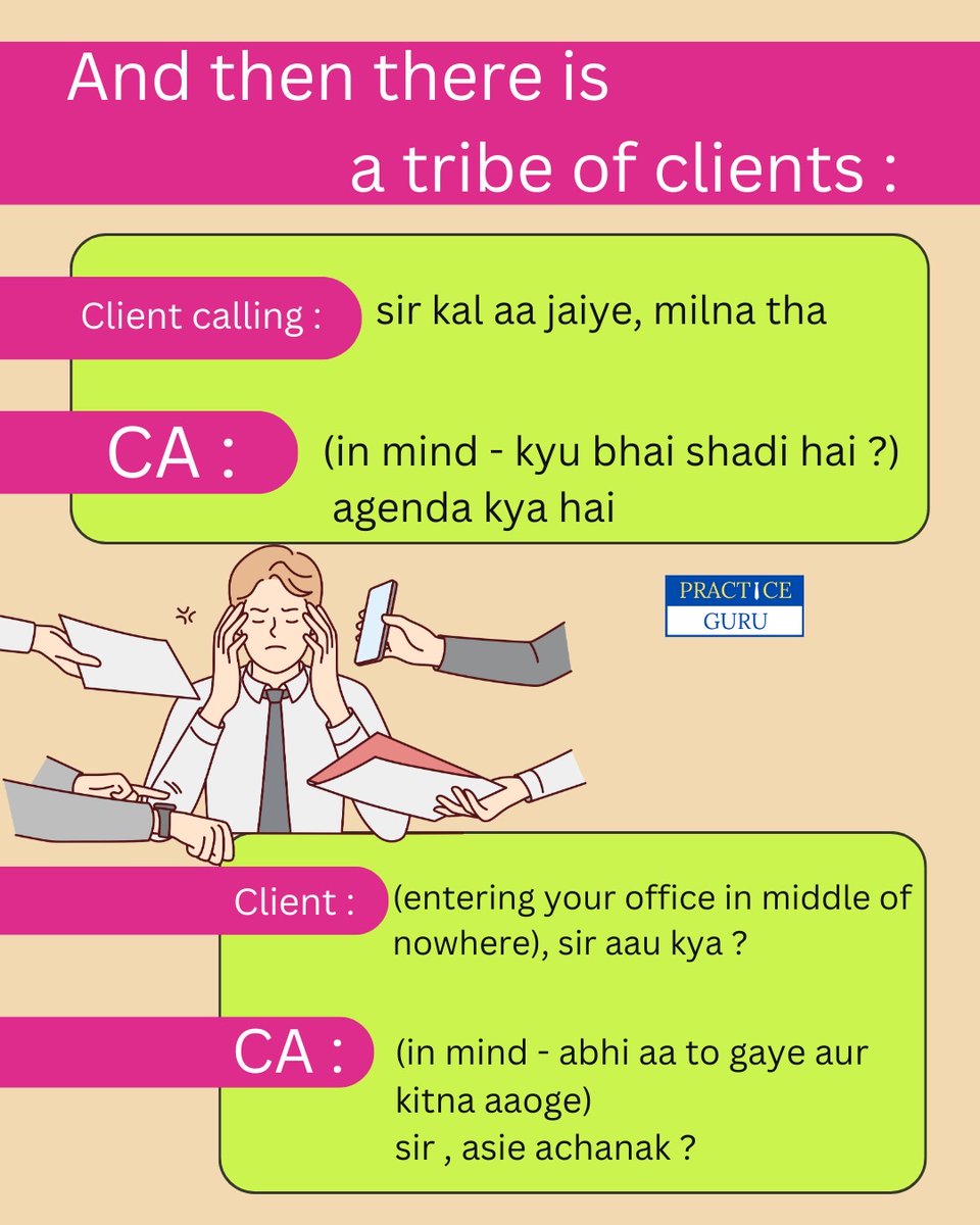 practice_guru's tweet photo. Do you have such clients ? ๐คฃ๐คฃ๐คฃ
#CA #CS #CMA #Lawyers #CAOffice #CAFirm https://t.co/4b8XLlleEI