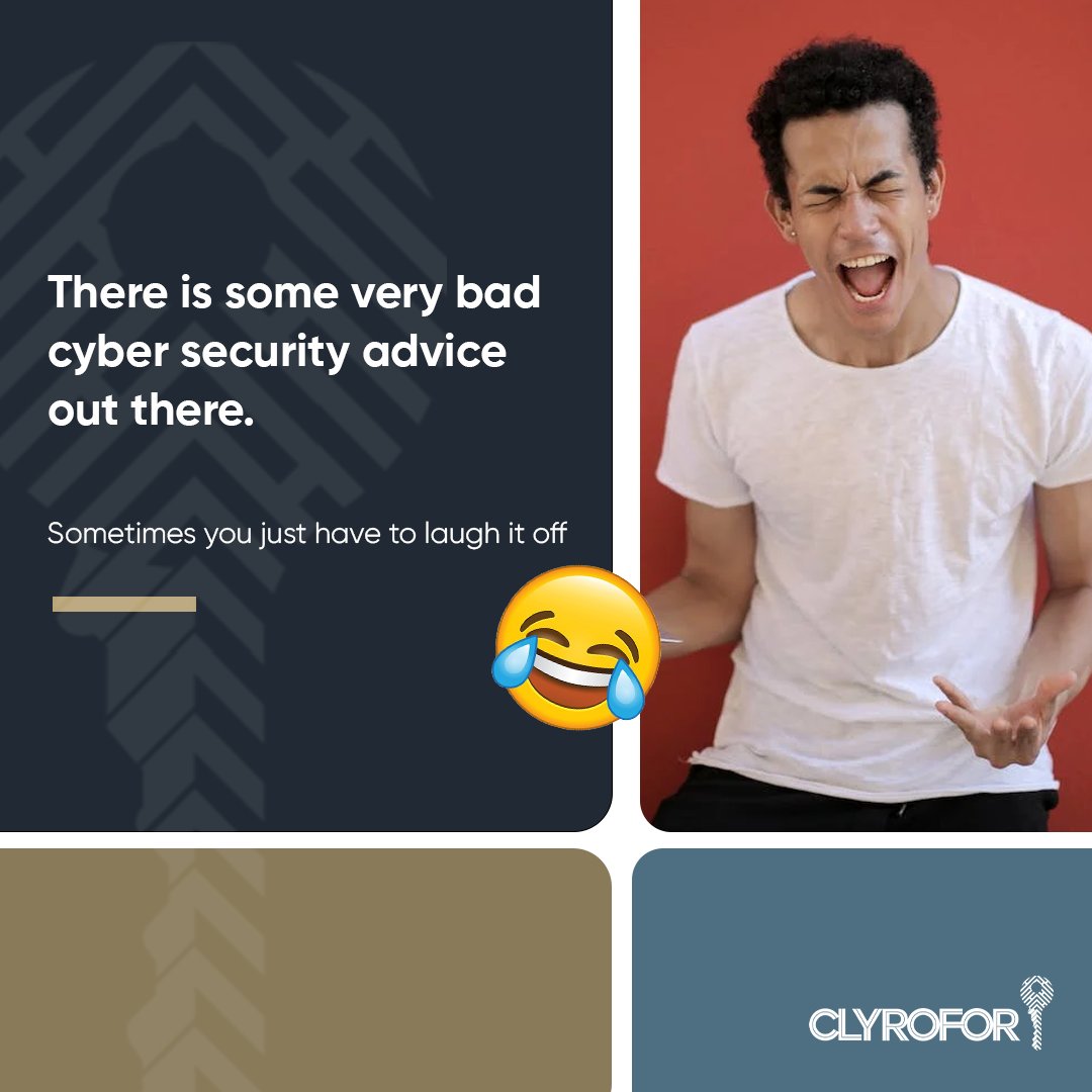 ClyroforSA's tweet photo. We've all heard the advice to use "password" as your password. Some of the worst advice people have been given, includes "you don't need antivirus software," "you don't need to update your software," and "just use public Wi-Fi without a VPN."

#Clyrofor https://t.co/g6A3ahJXYC