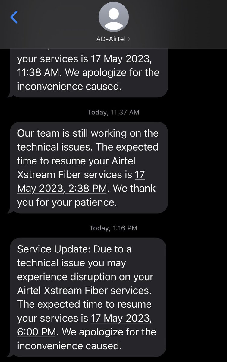 eknscorpio's tweet photo. Internet disruption/ outage on Airtel’s fibre network @ Dahisar W. basically what was promised to be running by 11.38 am is now pushed to 6 pm. 

@airtelindia who’s covering my internet or the day’s rental for this absent service? https://t.co/n9lrWjJHsx