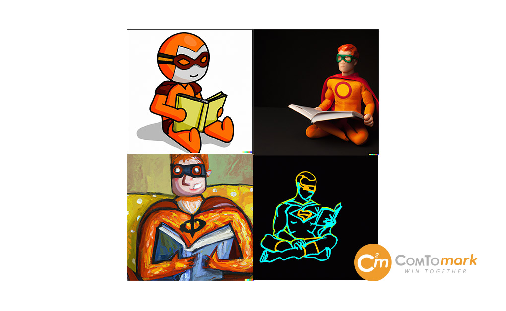 ComToMark's tweet photo. 👨💻 Le pedimos a la IA DALL-E que hiciera un superhéroe con los valores de ComToMark, aquí os dejamos los resultados:
#ComToMark #Comunicación #Marketing #Madrid #IA #InteligenciaArtificial https://t.co/SDCuZvd4Ze