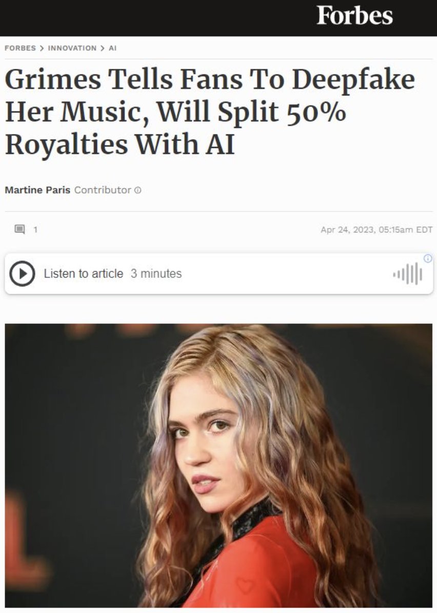 Grimes is all about beating the matrix.
Her recent invitation to fans to create music with her voice using AI technology is a game-changer in the music industry.