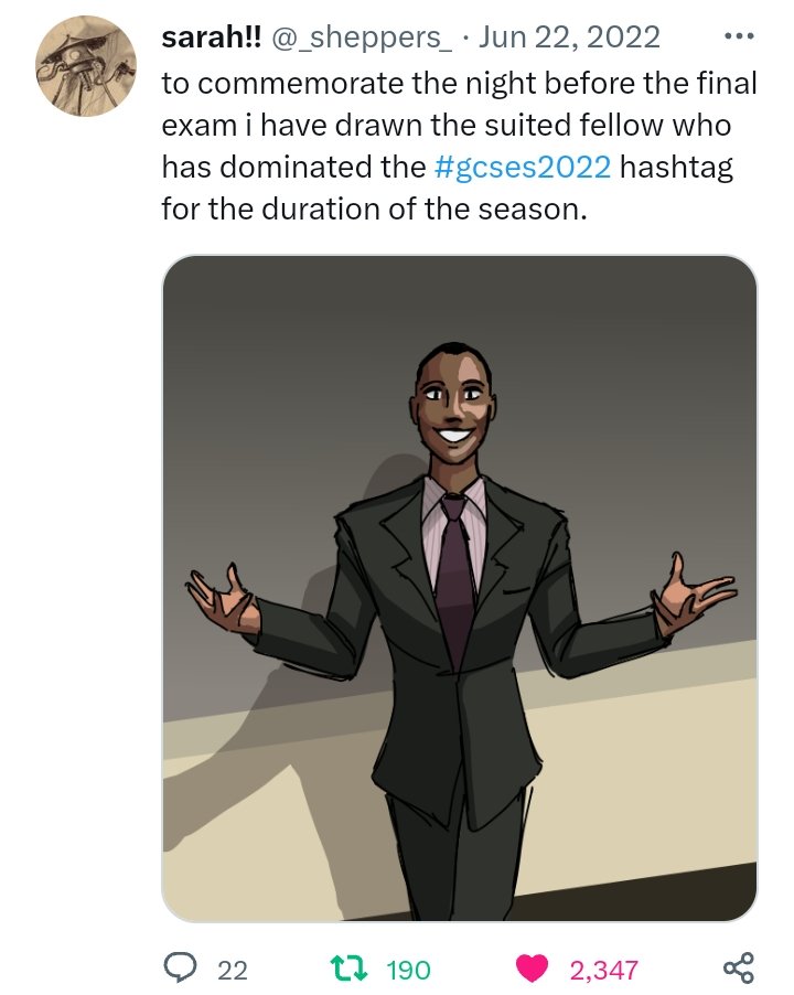 cocaochipz's tweet image. Greetings folk of #gcse2023.
Just so you all know I&apos;m from #gcses2022. How does it feel having to sit exams, I wouldn&apos;t know 😎