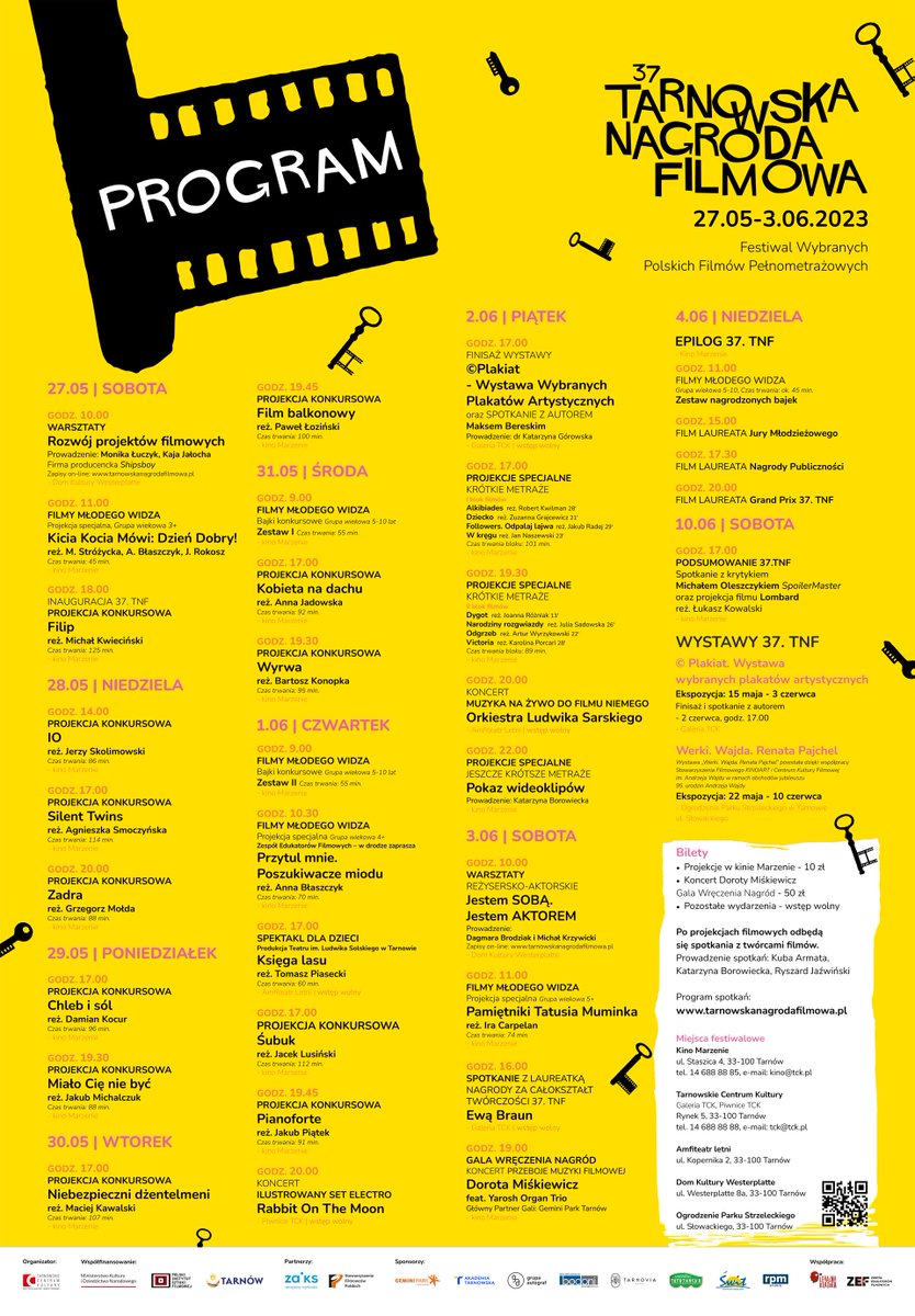 Znamy już pełen program wydarzeń 37. Tarnowskiej Nagrody Filmowej. Festiwal rozpocznie się 27 maja, a zakończy 3 czerwca w kinie Marzenie. Jutro rusza przedsprzedaż biletów na wszystkie projekcje.