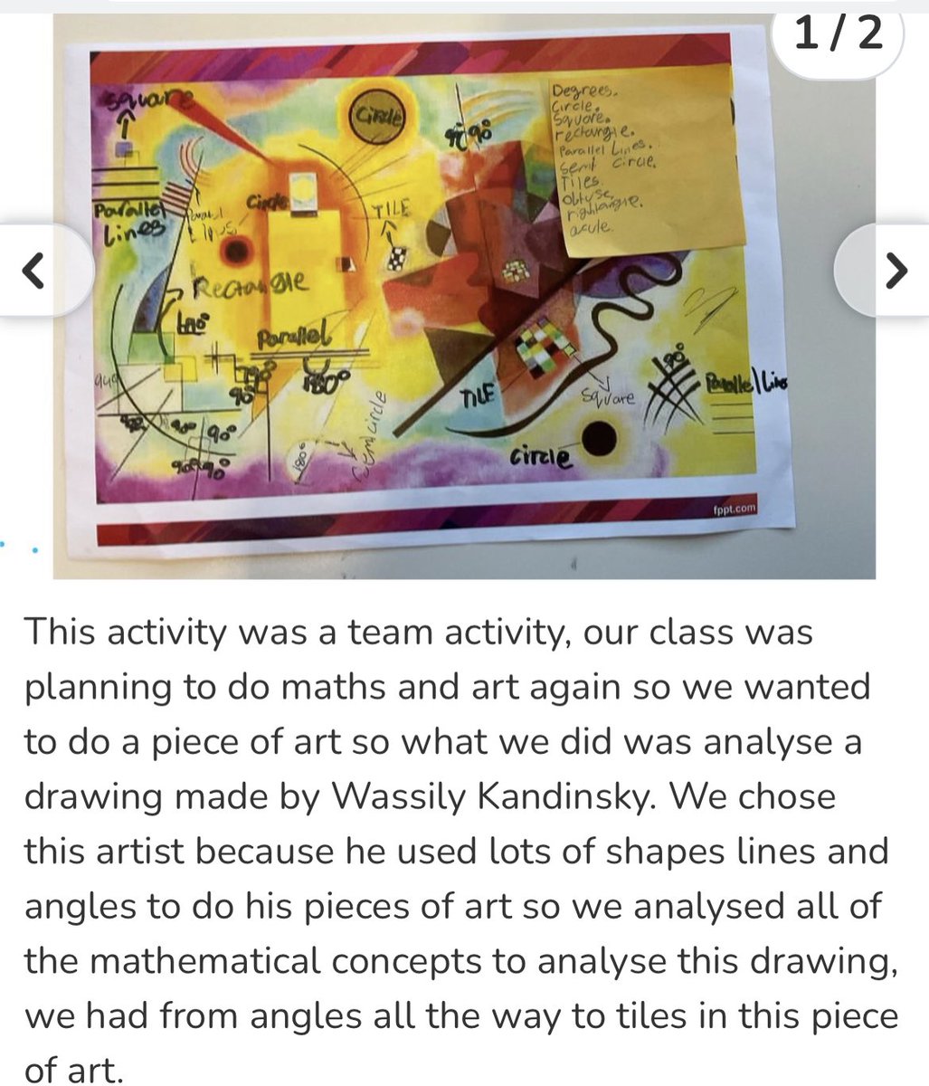 Is this Maths or Art?
Both! 
Learning in a transdisciplinary way and with a skills based approach, means that students are given the opportunity to explore the world around them, in 360 degrees!
I love the reflection comment at the end!
#atls #maths #art #ibpyp