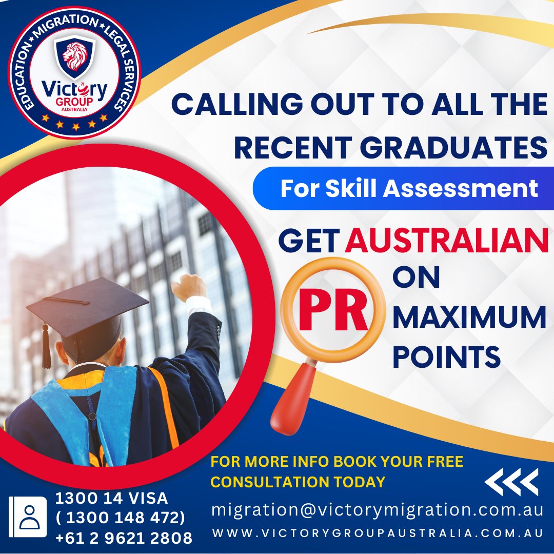 Hey recent grads! Are you looking for the perfect way to maximize your points and get your Australian PR? Take our skill assessment today and get the best advice on how to get the most out of the process! #australiavisa #australiapr #australia #visa #studentvisa #studyvisa