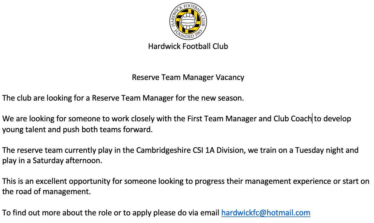 Hardwick FC tweet media