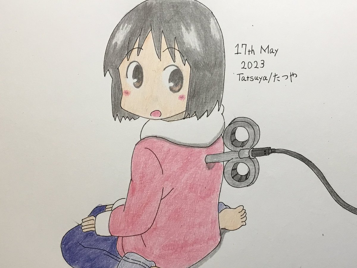 #日常 #Nichijou 
Nano's key on her back might be a device for charging and connection
For #世界情報社会・電気通信日 #WorldTelecommunicationDay 
#Illustration #Drawing #イラスト 
Ref. Episode 1