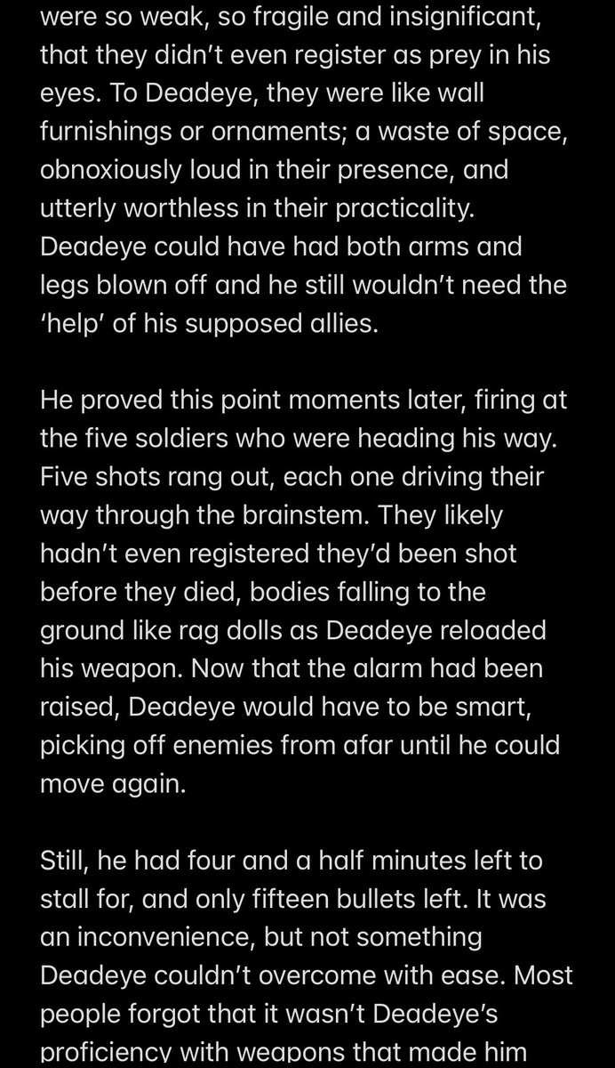Bastion0000's tweet photo. Hi! I got distracted again and wrote up a scene inspired by Jun’s sci-fi Deadrift idea (please take a look at Jun’s big brain idea!!). It’s the scene where Deadeye is injured and gets left behind by his team. Please give it a read if you want to 😚
#Deadrift https://t.co/b08ME3rjnp