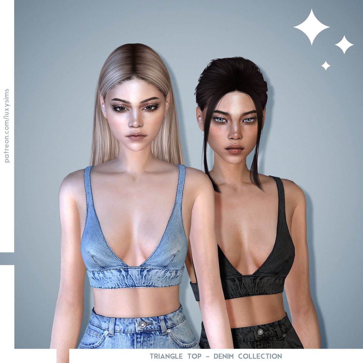 LuxySims's tweet photo. ¿Aún no descargaste la #DenimCollection? Tienes las 4 prendas y el set de maquillaje liberados con un montón de recolores en mi patreon 🥰: https://t.co/kZfaK7ww6t
#sims #sims4 #s4cc https://t.co/hW3tsrGQiS