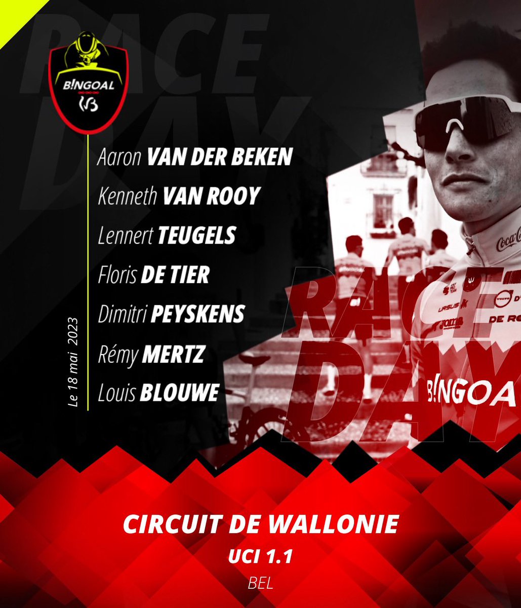 Wagner-Bazin-WB (@wagnerbazinwb) on Twitter photo 🇧🇪 #CircuitWallonie
Voici notre sélection pour le <a href="/CircuitWallonie/">Circuit de Wallonie</a> (1.1) de ce jeudi 18 mai⬇️
<a href="/AaronBeken/">Aaron Van der Beken</a> 🇧🇪
<a href="/VanRooyKenneth/">Van Rooy Kenneth</a> 🇧🇪
Lennert Teugels 😜
<a href="/FlorisDeTier/">Floris De Tier</a> 🇧🇪
<a href="/DimitriPeyskens/">DimitriPeyskens</a> 🇧🇪
<a href="/RemyMertz/">Rémy Mertz</a> 🇧🇪
<a href="/Lblouwe/">louis blouwe</a> 🇧🇪
ℹ️ wbca.be/course/circuit… 🇧🇪 #CircuitWallonie
Voici notre sélection pour le <a href="/CircuitWallonie/">Circuit de Wallonie</a> (1.1) de ce jeudi 18 mai⬇️
<a href="/AaronBeken/">Aaron Van der Beken</a> 🇧🇪
<a href="/VanRooyKenneth/">Van Rooy Kenneth</a> 🇧🇪
Lennert Teugels 😜
<a href="/FlorisDeTier/">Floris De Tier</a> 🇧🇪
<a href="/DimitriPeyskens/">DimitriPeyskens</a> 🇧🇪
<a href="/RemyMertz/">Rémy Mertz</a> 🇧🇪
<a href="/Lblouwe/">louis blouwe</a> 🇧🇪
ℹ️ wbca.be/course/circuit…