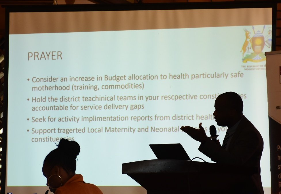 cehurduganda's tweet photo. Happening » Day 2 of the MPs meeting discussing #HealthServiceDelivery in the country.
Dr. JP Bagala, MOH Technical Officer for Safe Motherhood, delivers a presentation on Strengthening Mutual Accountability through the Local Maternity and Neonatal Systems.
#Petition16 https://t.co/6miNFVeEMg