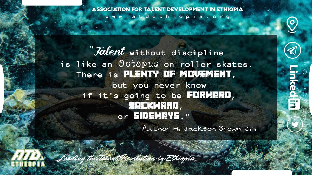 📌Plant the tree of Self-Discipline in yourself today.
#Startacting
#Disciplinematters
#Enhanceyourpotential

☀️Enjoy your week!☀️
📍Telegram|Linkedin|Twitter
atdethiopia.org
#ATDEweeklytip
#LeadingTheTalentRevolutioninEthiopia
#AssociationfortalentdevelopmenteinEthiopia