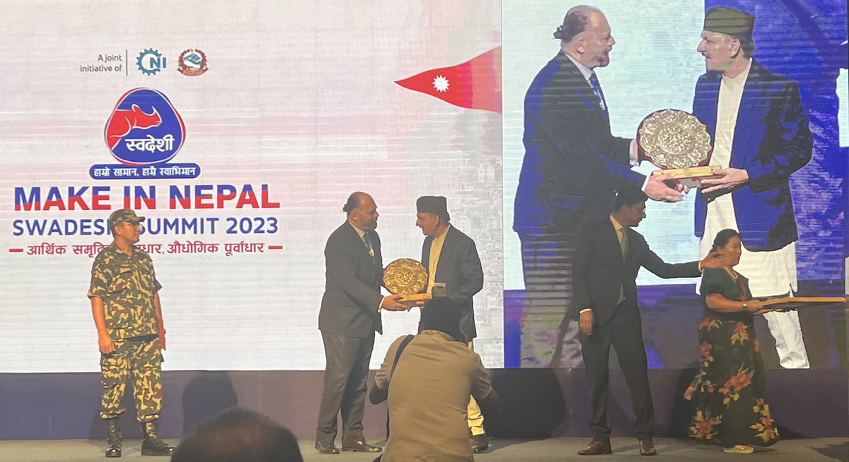 SEEP_Programme's tweet image. UKaid SEP received a special award from the Hon. Finance Minister at yesterday's “Make In Nepal Swadeshi Summit 2023." SEP will continue working to transfer best practices in the private sector pertaining to sectoral transformation/innovative skilling models under CNI's ownership