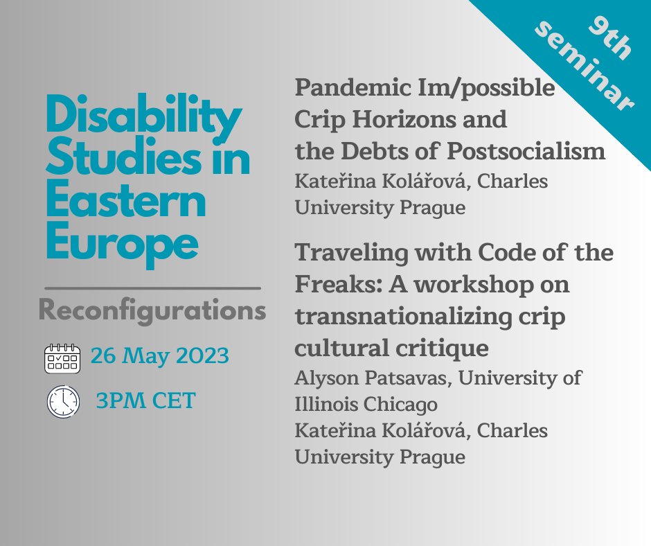 Magdalena Zdrodowska (@m_zdrodowska) on Twitter photo Come and join Disability Studies in Eastern Europe - Reconfigurations seminar
details and registration: …ility-in-easteurope.project.uj.edu.pl/events 1/2
@CDSLeeds <a href="/DisabilityHistr/">DisabilityHistoryAssociation</a> <a href="/LongmoreInst/">Longmore Institute on Disability</a> @QUB_DRN <a href="/DisDigitMedia/">Network Dis-/Abilities and Digital Media</a> <a href="/DisHisCam/">Disability History Reading Group</a> <a href="/CGDS_UTSC/">Centre for Global Disability Studies</a> <a href="/IntJDSJ/">Int. Journal of Disability & Social Justice</a> <a href="/DurhamImh/">Durham Institute for Medical Humanities</a> <a href="/MEDEP_CHANSE/">Media and Epidemics</a> <a href="/ERC_Rethinking/">@RethinkingDisability /MonikaBaar</a> Come and join Disability Studies in Eastern Europe - Reconfigurations seminar
details and registration: …ility-in-easteurope.project.uj.edu.pl/events 1/2
@CDSLeeds <a href="/DisabilityHistr/">DisabilityHistoryAssociation</a> <a href="/LongmoreInst/">Longmore Institute on Disability</a> @QUB_DRN <a href="/DisDigitMedia/">Network Dis-/Abilities and Digital Media</a> <a href="/DisHisCam/">Disability History Reading Group</a> <a href="/CGDS_UTSC/">Centre for Global Disability Studies</a> <a href="/IntJDSJ/">Int. Journal of Disability & Social Justice</a> <a href="/DurhamImh/">Durham Institute for Medical Humanities</a> <a href="/MEDEP_CHANSE/">Media and Epidemics</a> <a href="/ERC_Rethinking/">@RethinkingDisability /MonikaBaar</a>