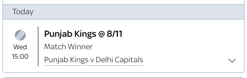 SonicsTips's tweet photo. 🌟💥🚨 #BetOfTheDay 🚨💥🌟

🇮🇳 Indian Premier League 🇮🇳 

🏏 Punjab Kings vs Delhi Capitals 🏏

⚠️ Punjab Kings Win ⚠️

🎲 Odds: 8/11 (5% of Bankroll) 🎲 https://t.co/CXC0JaNyBi